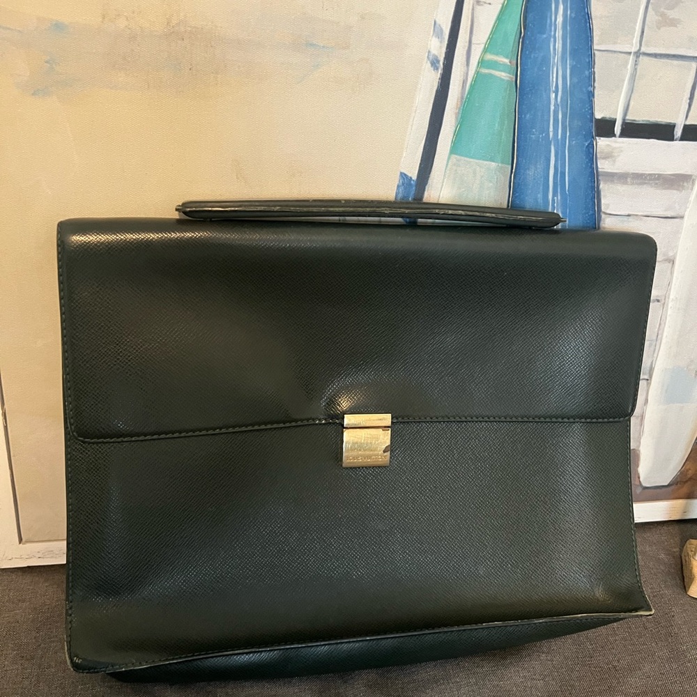 Vintage Louis Vuitton Green Leather Briefcase